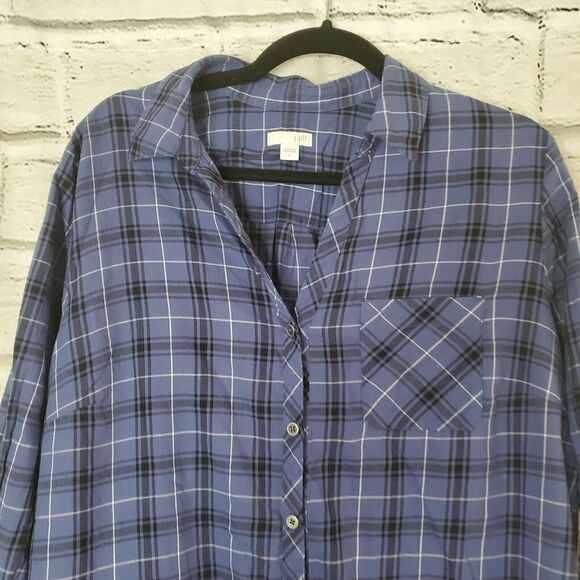 J.Jill Women Blue Long Sleeve Button-Down Shirt Large Cotton - Picture 5 of 7